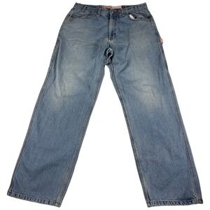 VTG Farm Boy Authentic Carpenter Jeans Mens 36x34 Blue Denim‎ Straight Raw Hem